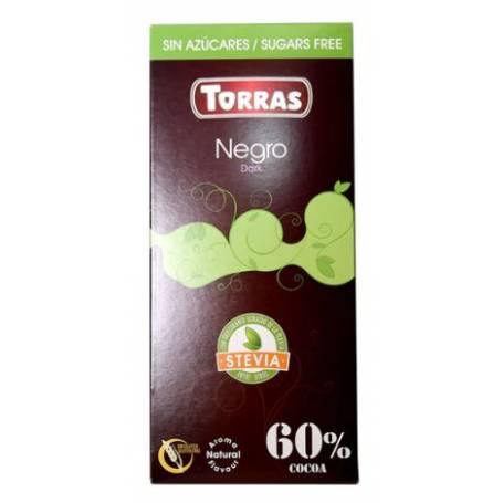 CIOCOLATA NEAGRA 60% CACAO Fara gluten, cu Stevie 100G - TORRAS