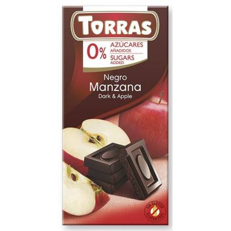 CIOCOLATA NEAGRA Cu MERE Fara Zahar si Gluten 75G - TORRAS