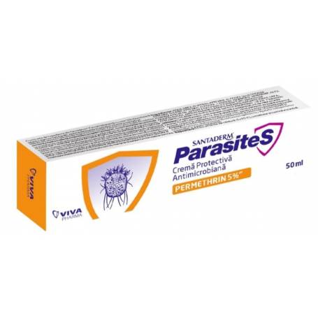 Crema protectiva antimicrobiana cu Permetrina 5%, Parasites 50ml - Viva Pharma