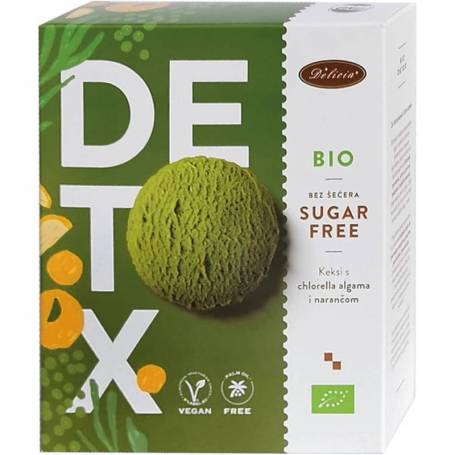 Biscuiti DETOX fara zahar, cu chlorella si coaja de portocala Eco-Bio 125g - Delicia