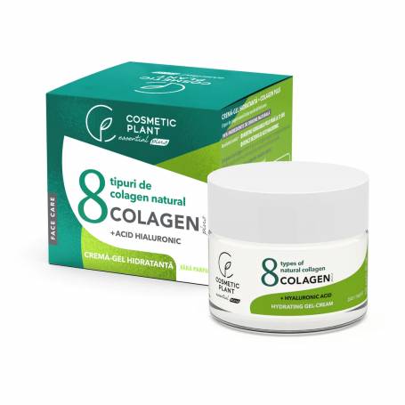Crema – gel hidratanta, COLAGEN PLUS, cu 8 tipuri de colagen natural, acid hialuronic si aloe vera, 50 ml, Cosmetic Plant