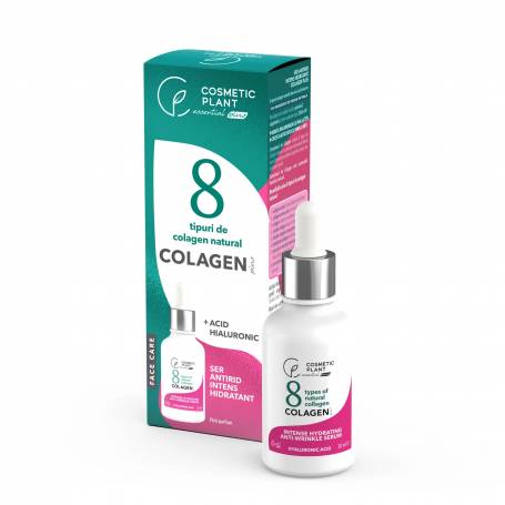 Ser antirid intens hidratant COLAGEN Plus cu 8 tipuri de colagen natural, acid hialuronic si aloe vera, 30 ml, Cosmetic Plant