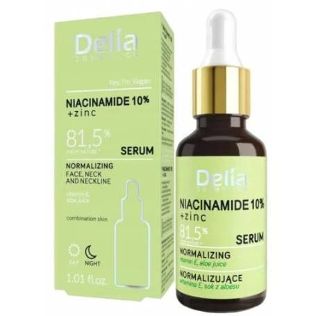 SER NIACINAMIDE 10% + ZN, ZI Si NOAPTE, FATA Si DECOLTEU 30ML - DELIA COSMETICS