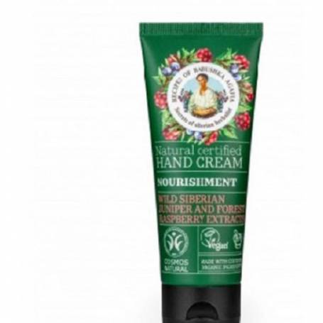 Crema de Maini hranitoare cu extract de Ienupar Siberian Salbatic si zmeura, 75 ml, Bunica Agafia