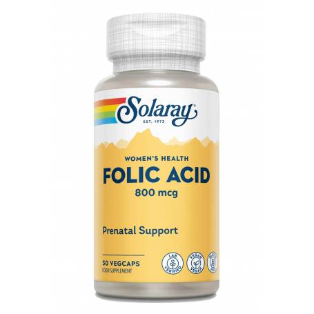 FOLIC ACID, 800 MCG, 30 CAPSULE, SOLARAY - SECOM