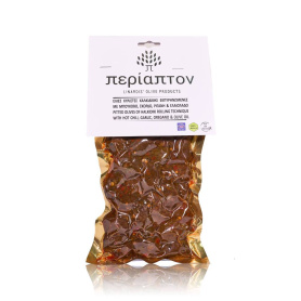 Masline Halkidiki, fara samburi, cu chili, usturoi, oregano, 200 g, Linardis