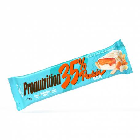 BATON PROTEIC CU UNT DE ARAHIDE SI CARAMEL, 35 % PROTEINE, 55 G, PRO NUTRITION