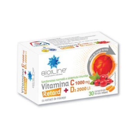 VITAMINA C 1000 MG RETARD + D3 2000 UI, 30 COMPRIMATE, HELCOR