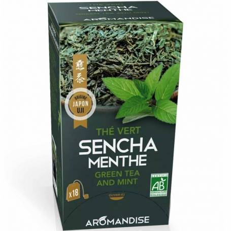 Ceai verde Sencha cu menta, eco-bio, 18 pliculete x 2g - Aromandise