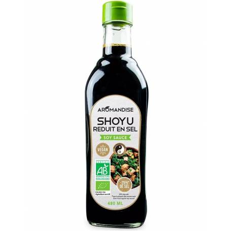 Sos de soya Shoyu cu continut redus de sare, eco-bio, 480ml - Aromandise