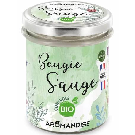 Lumanare parfumata cu salvie, Vegana, Eco-Bio 150g - Aromandise