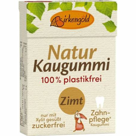 Guma de mestecat cu xylitol pentru ingrijirea dintilor, scortisoara, 28g - Birkengold