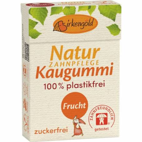 Guma de mestecat cu xylitol pentru ingrijirea dintilor, cu fructe, 28g - Birkengold