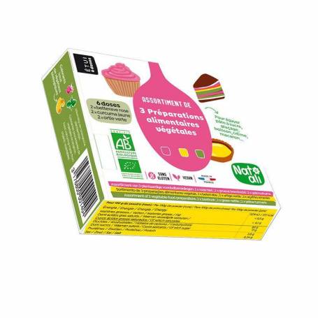 Colorant alimentar, 3 culori, eco-bio, 6 x 5 g, Nat-ali