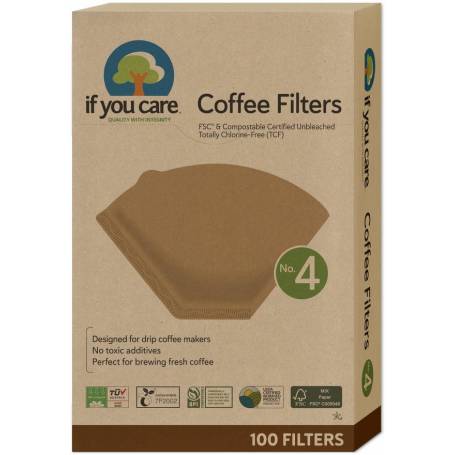 Filtre de cafea marimea 4, nealbite, fara clor, compostabile, 100 bucati, If You Care