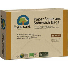 Pungi de hartie nealbita pentru sandwich si snacks, fara clor, compostabile 48 bucati - If You Care