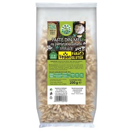 PASTE SPIRALE Din MEI CU PATRUNJEL SI USTUROI Fara Gluten 200g - HERBAVIT