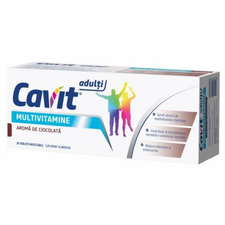 CAVIT ADULTI MULTIVITAMINE CU AROMA DE CIOCOLATA 20 tablete masticabile - BIOFARM