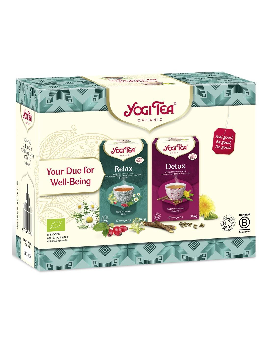 Pachet detoxifiere 2 cutii de ceai eco-bio, Ceai Relax + Ceai Detox, Yogi Tea