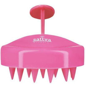Perie masaj scalp din silicon roz – Sattva Ayurveda