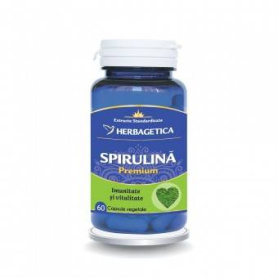 Spirulina Premium, asigura imunitate si vitalitate organismului, 60 capsule, Herbagetica