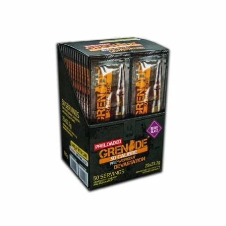 Grenade .50 Calibre Preloaded Pre Workout, Cu Aroma De Fructe De Padure, 23.2 G, GNC