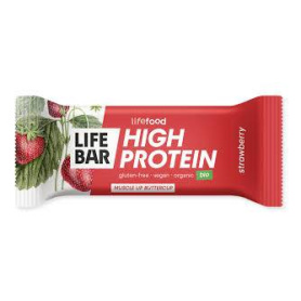 Baton high protein cu capsuni raw, eco-bio, 40g - Lifebar
