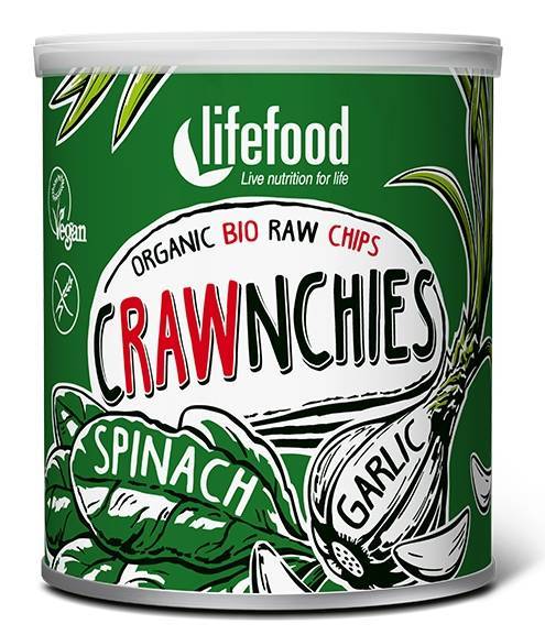 Chips crawnchies cu spanac si usturoi raw eco-bio 30g - lifefood