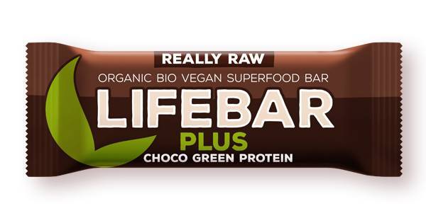 Baton cu proteine si ciocolata raw eco-bio 47g - Lifebar Plus