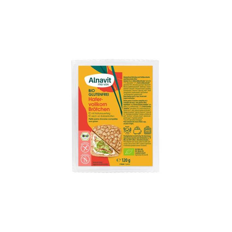 Chifle cu ovaz integral fara gluten, eco-bio, 120g, 2 bucati. Alnavit