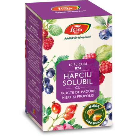 Hapciu Solubil cu Fructe de Padure, Miere si Propolis, R24, 10 plicuri, Fares