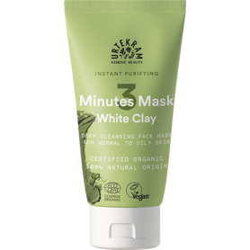 Masca de fata purificatoare cu argila alba, 3 minute, piele normala pana la grasa, 75ml, Urtekram