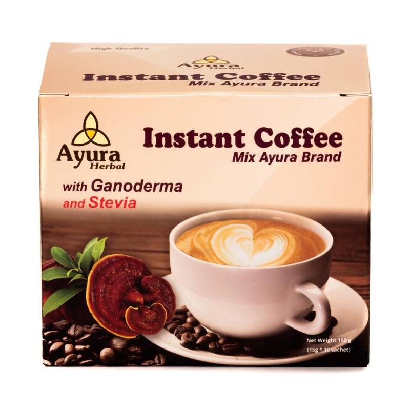 Cafea Cappuccino cu Ganoderma si stevia, 10 plicuri, Ayura Herbal