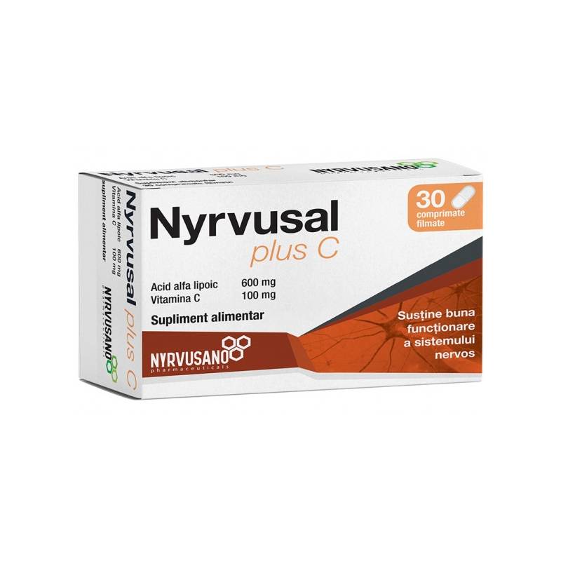 NYRVUSAL PLUS C, acid alfa lipoic si vitamina C, 30 cp, NYRVUSANO