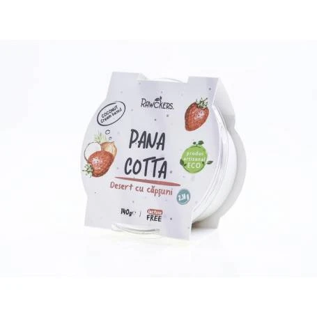 Pana cotta, desert cu capsuni, eco-bio, 140 g, Rawckers