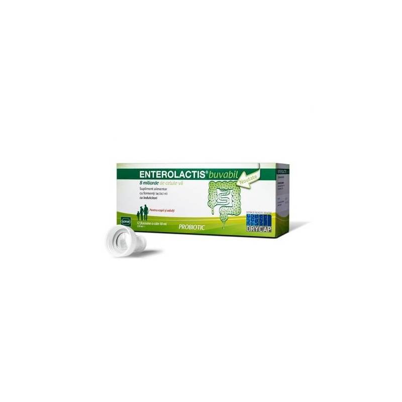 ENTEROLACTIS BUVABIL, 8 milarde celule vii, 12 flacoane DRY-CAP x 10