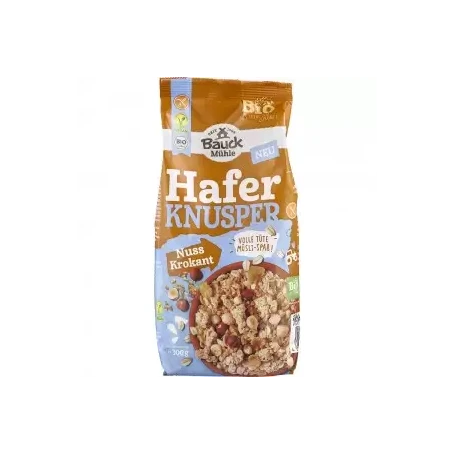 Musli crocant cu ciocolata si nuca, fara gluten, eco-bio, 300 g, BauckHof