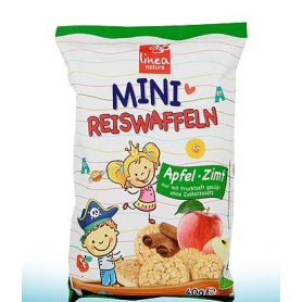 Mini rondele din orez cu mar si scortisora pentru copii, fara gluten, eco-bio, 40 g, Linea natura