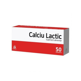 CALCIU LACTIC, 500 mg, 50 comprimate, BioFarm