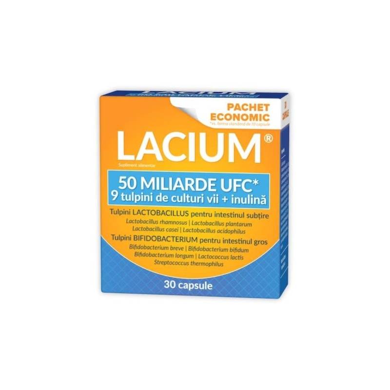 LACIUM 50 MILIARDE UFC - probiotic cu 9 tulpini si inulina, 30