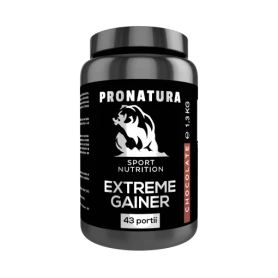 Extreme Gainer Chocolate, pulbere proteica cu aroma de ciocolata, 1.3 kg, Medica - Pro Natura