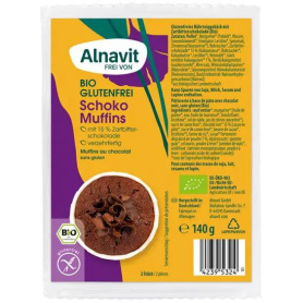 Briose cu ciocolata, fara gluten, eco-bio, 140 g, 2 bucati, Alnavit