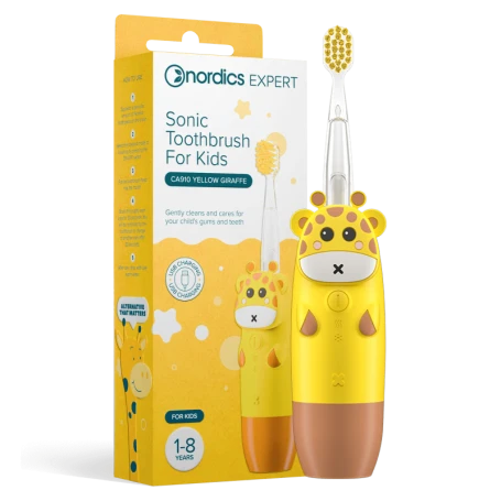 Periuta de dinti electrica pentru copii 1-8 ani - galbena, Nordics