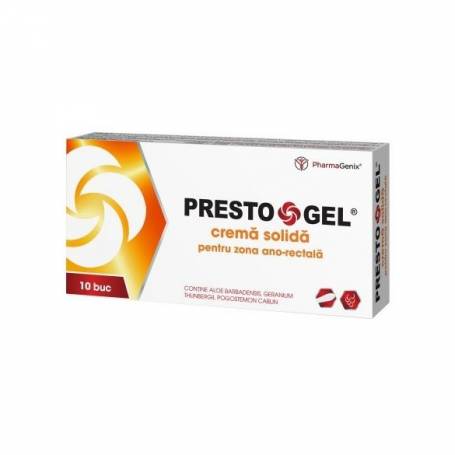 Prestogel - hemoroizi, crema solida - supozitoare, 10 bucati, Pharmagenix