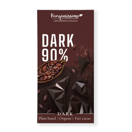 Ciocolata neagra 90% cacao, eco-bio, 60g, Benjamissimo