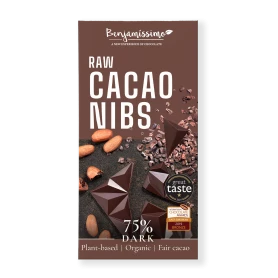 Ciocolata neagra 75% cu cacao nibs, eco-bio, 60g, Benjamissimo