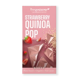 Ciocolata alba cu capsuni si quinoa, eco-bio, 60g, Benjamissimo
