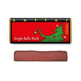 Ciocolata neagra vegana umpluta cu ganache de vin rosu - Jingle Bells Rock, eco-bio, 70 g, Zotter