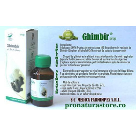 Sirop de Ghimbir, ajuta la fluidificarea secretiilor bronsice, 100 ml, Medica - Pro Natura