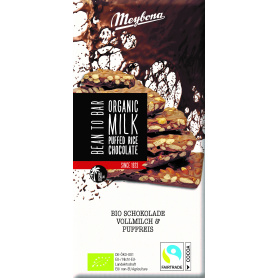 Ciocolata cu lapte si orez expandat, eco-bio, 70 g, Meybona